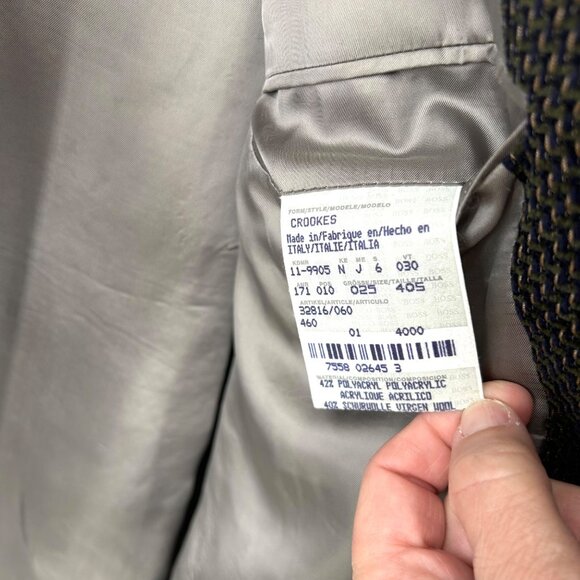 HUGO BOSS MEN'S ITALIAN BLACK BLUE OLIVE BEIGE TWEED SPORT COAT BLAZER JACKET - Picture 7 of 8